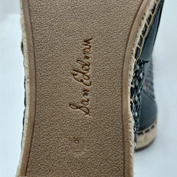 Sam Edelman Womens Espadrille Flats Size 9 Black Raffia Mesh Logo Slip On Shoes - Picture 13 of 15